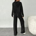 thumbnail image 4 of Charella Women's 2 Piece Outfits Knit Sweater Sets Long Sleeve Hoodies and Wide Leg Pants Lounge Sets Tracksuit Black,10, 4 of 5