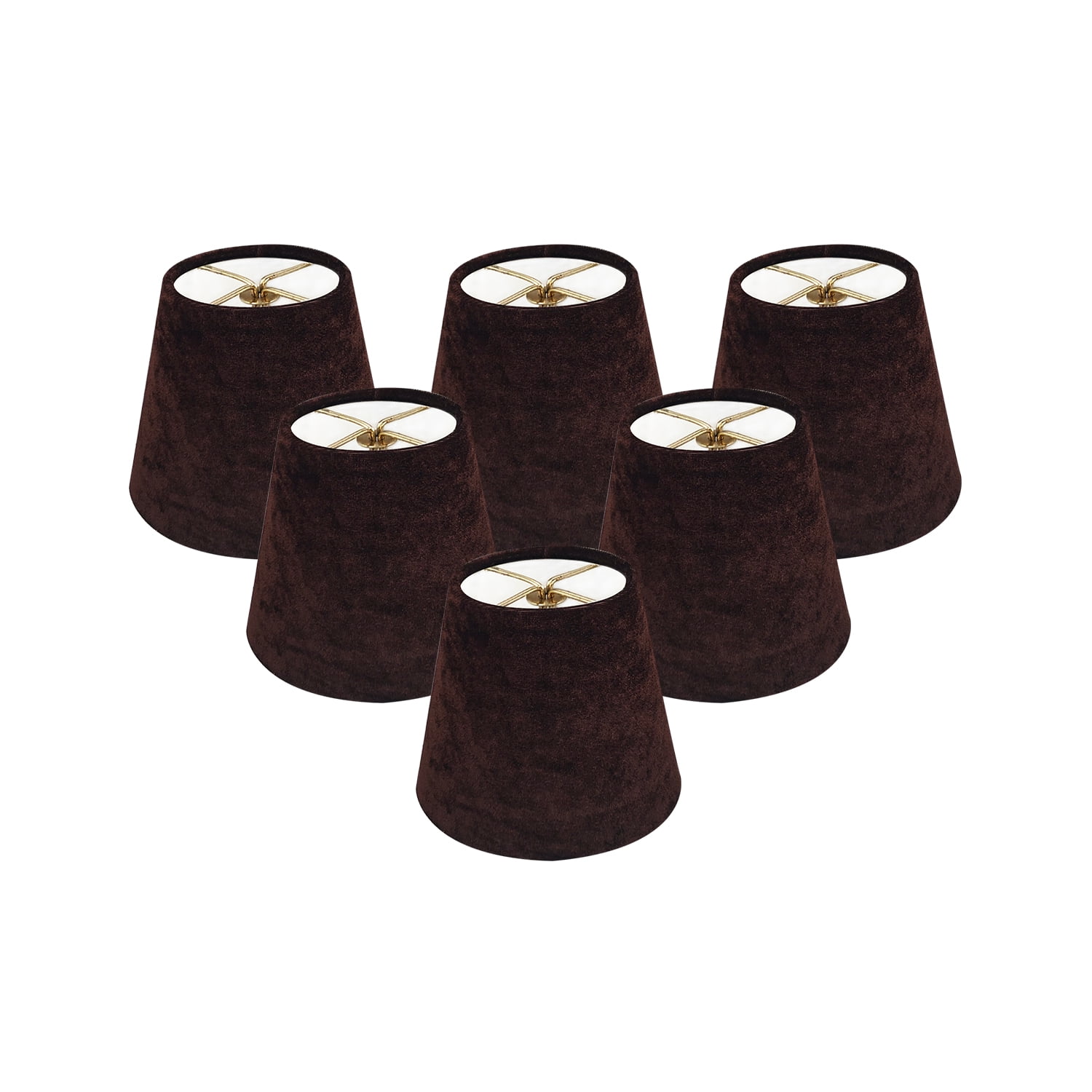 Set of 6 Brown Velvet Empire Chandelier Lamp Shades