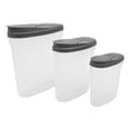 thumbnail image 2 of Mainstays 3 Pieces Grey Plastic Cereal Keeper Set with Lids, Food Storage Containers for Countertop and Pantry, 2 of 5