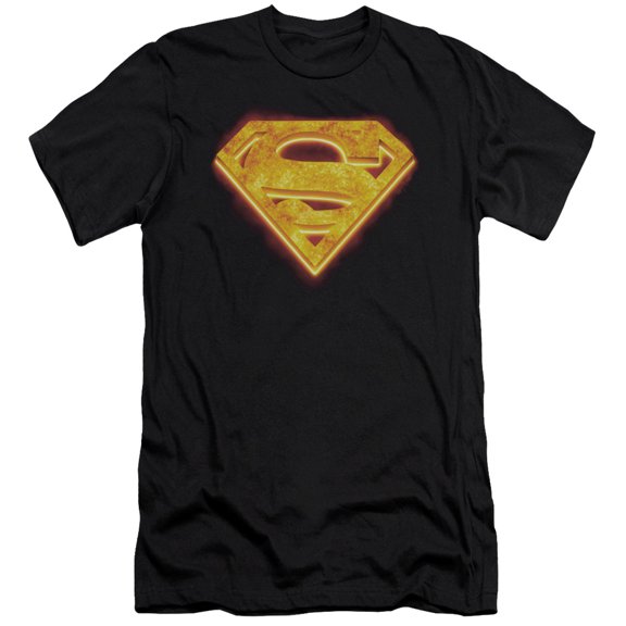 Superman Hot Steel Shield Adult 30/1 T-Shirt Black