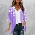 thumbnail image 2 of JURANMO 3/4 Sleeve Cardigan for Women Summer Chiffon Lightweight Cardigans Fashion Print Front Open Kimono Tops Casual Comfy Going Out Shirts Purple S Weekly Prime, 2 of 6