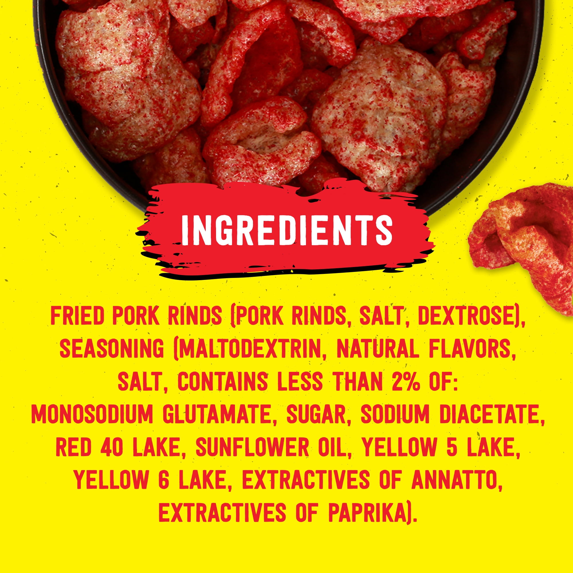 Slim Jim Pork Rinds, Squealin' Hot Flavor Fried Meat Snacks, 2 oz Bag