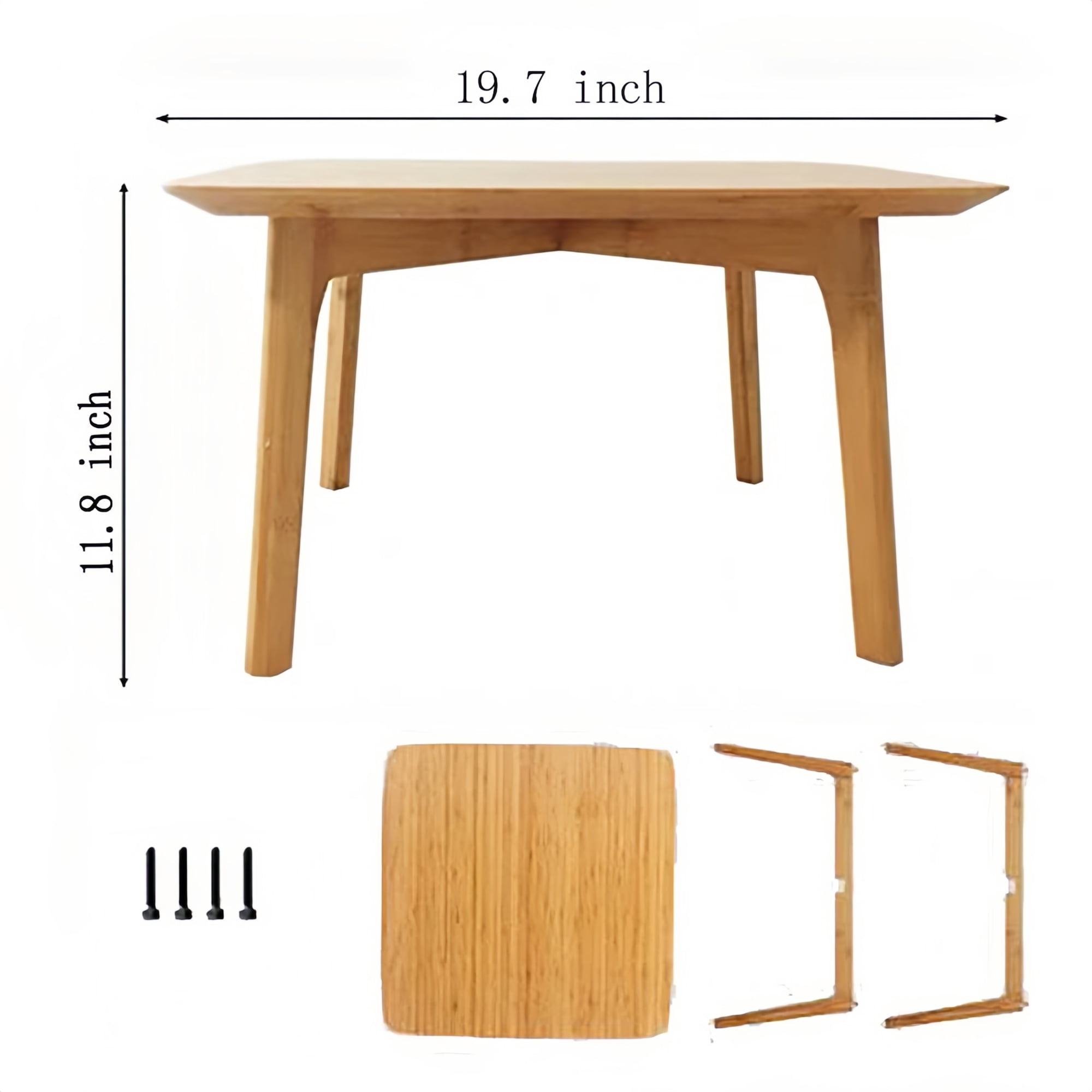 Square Tatami Bamboo Coffee Table for Living Room, Bedroom - Low Tea Table for Floor Sitting, Small Drawing Reading Studying Floor Furniture, Home Sofa Side Accent
