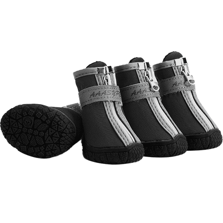 Dog Boots Waterproof Rain Winter Snow Shoes For Puppy Dog With Reflective Strip Soft Comfortable Anti-Slip Rubber Sole 4Pcs