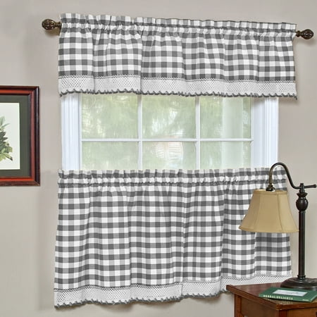 Buffalo Check Gingham Kitchen Window Curtains 24 Tier Valance