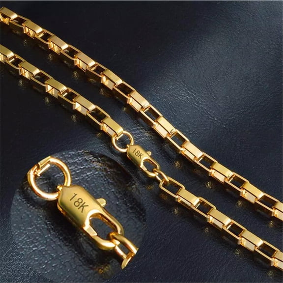 EOEMY New 18K Yellow Gold Filled 4mm Link Chain Necklace Lobster Clasp X01
