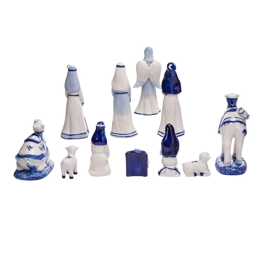Kurt Adler 1.97-Inch by 6.7-Inch Porcelain Delft Blue 11-Piece Nativity Set