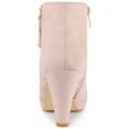 thumbnail image 2 of BLISSFUL STEP Women's Ankle Boots Platform Round Toe Zipper Block Heels Dust Pink 7.5, 2 of 6