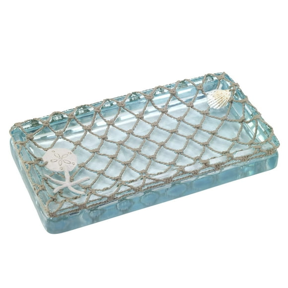 Avanti Linens - Bandeja decorativa de resina para encimera, organizador de accesorios de baño inspirados en la playa (colección Seaglass)