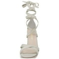 thumbnail image 2 of BLISSFUL STEP Women's Sandals High Block Heels Solid Color Lace up Sandals Grey 9, 2 of 7