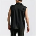 thumbnail image 6 of USNSM Men's Casual Fashion Shirt With Pockets Sleeveless Lapel Shirt Summer Solid Color Button Down Shirt Tank Top Black M, 6 of 9