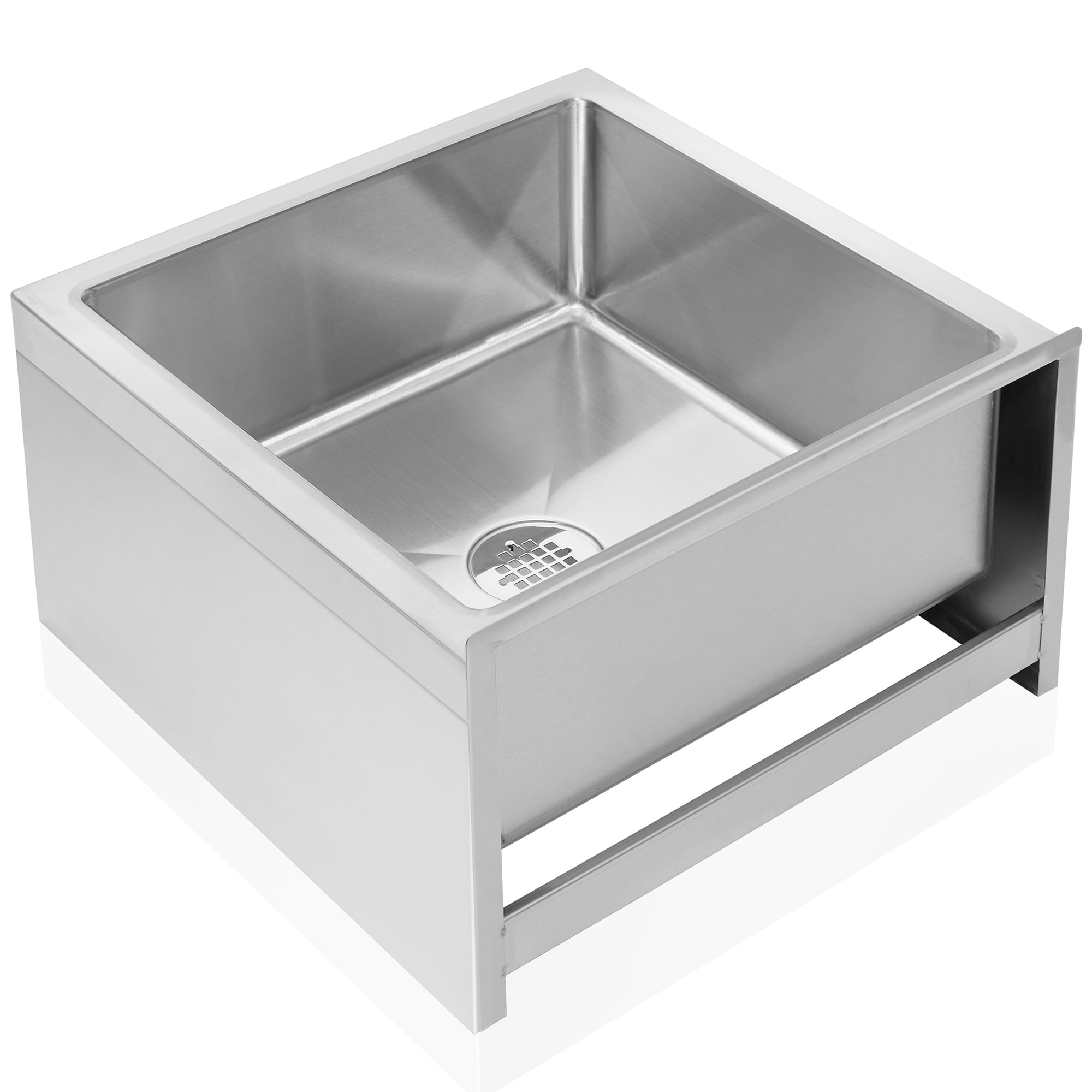 GRIDMANN 24" x 24" x 13" NSF Commercial Stainless Steel Floor Mop Sink with Backsplash