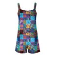 thumbnail image 6 of JULMCOMO Floral Print Rompers for Women Adjustable Straps Casual Overall Shorts Sleeveless Scoop Neck Trendy Summer Overalls with Pockets Yellow S, 6 of 6