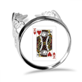 thumbnail image 1 of Heart K Playing Cards Pattern Ring Adjustable Love Wedding Engagement, 1 of 3