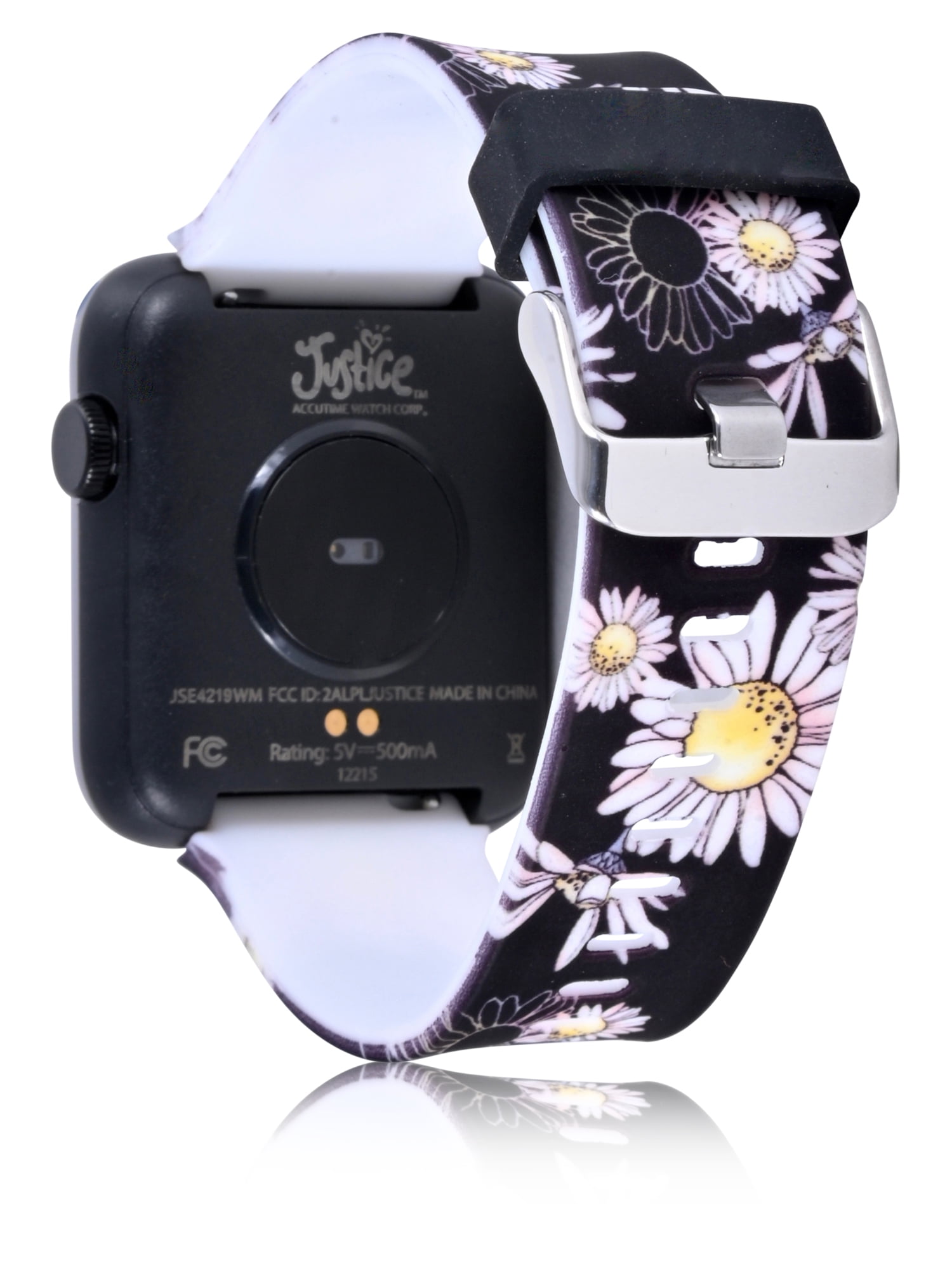 Justice Unisex Tween Smart Watch in Black Daisy Strap with