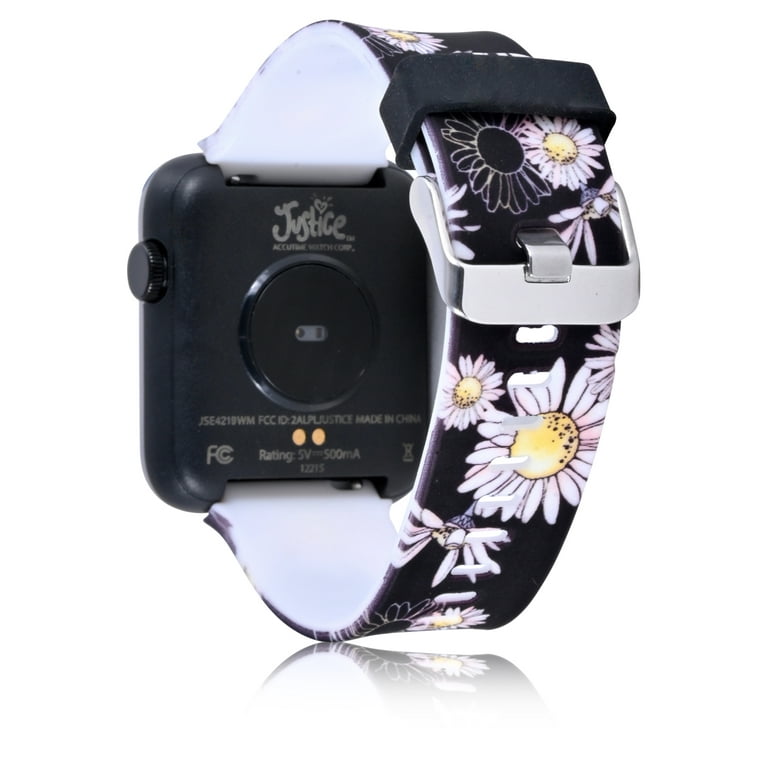 Justice Unisex Tween Smart Watch in Black Daisy Strap with