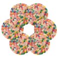 thumbnail image 7 of Yayeee 6 PCS Drink Coasters with Holder Set Woven Absorbent Round Tabletop Hot Pad, Pink Colorful Circles, 7 of 7