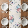 thumbnail image 6 of Bunny Easter Table Runner - 90 Inch Long, Kitchen Dining Table Runner Dresser Scarves, Spring Floral Eucalyptus Leaves Eggs Weeping Farmhouse Decor for Coffee Tables Wedding Party Banquet, 6 of 8