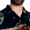 thumbnail image 5 of Crocodile Starry Sky Sunflower Men's Short Sleeve Poplin Shirts, Casual Printed Button Down Tops for Summer Beach, Unisex with Spread Collar, 5 of 6