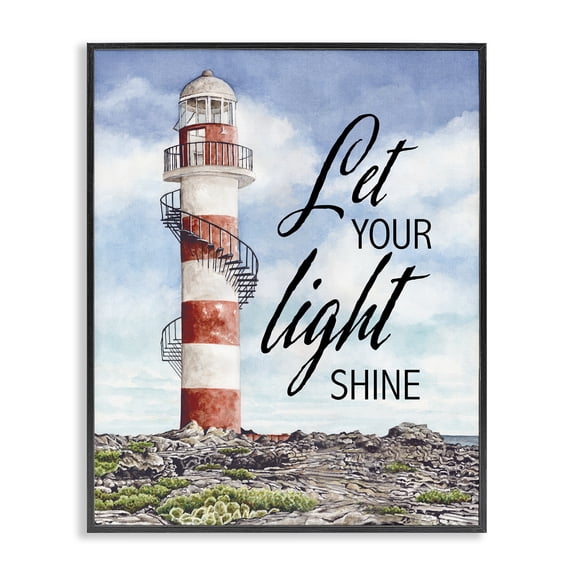 Stupell Industries Cottage Let Your Light Shine Beacon Black Framed Giclee Art, 11 x 14, by Cindy Jacobs
