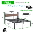 thumbnail image 5 of WANTAI Full Bed Frame - Storage Headboard with Charging Station & Galaxy Aurora Projector, 14 Inch Sturdy Metal Platform Bed Frame No Box Spring Needed, Easy Assembly, No Noise, Brown, 5 of 7
