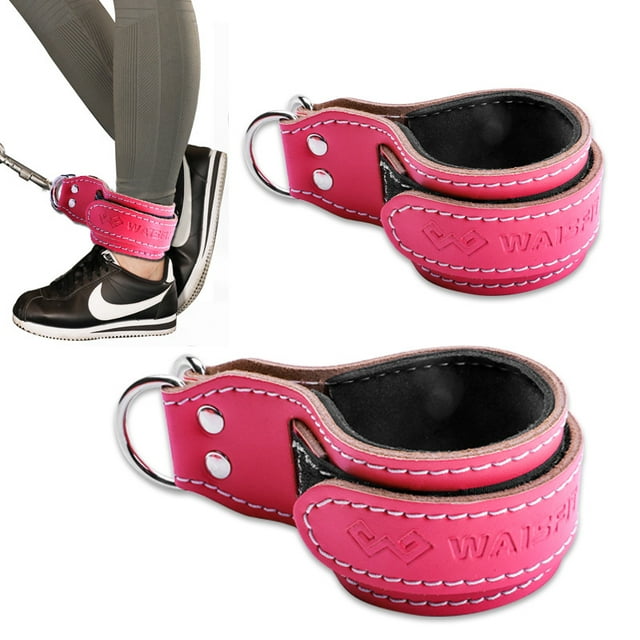 Single Piece Rose Red Adjustable Ox Hide Ankle Strap for Glute & Leg Workouts – Versatile Fitness Accessory for Cable Machines, Protective & Durable Foot Binding Gear with Secure Fit for Various Shoe