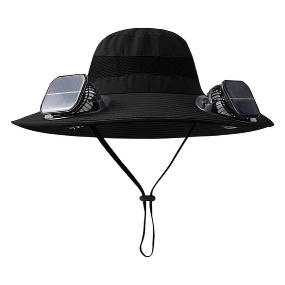 Kugisaki Sun Hat with Fans Solar Power Fan Wide Brim Sun Hat Fishing Essentials for Hiking Beach Summer Outdoor