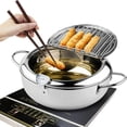 thumbnail image 1 of HLONK Kitchen Essentials CLEARANCE! Deeps Fryer Pot Tempura Frying Pot With Lid 304 Stainless Steel With Temperature Control And Oil Drip Drainer Rack For Kitchen French Fries Kitchen Gad, 1 of 7