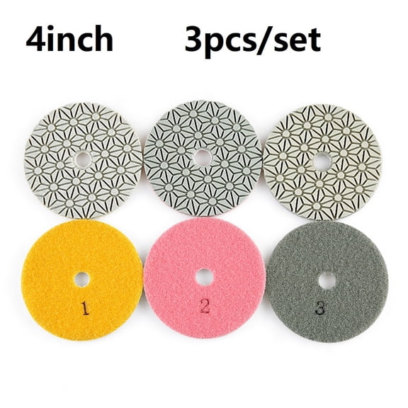 3 Pcs Diamond Polishing Pads 4 Inch 100mm Dry/Wet 3 Step For Granite Polishing Buffing Tool Sander Accessories