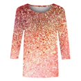 thumbnail image 4 of Sequins Graphic Tshirts for Womens Plus Size 3/4 Sleeve Tops Dressy Casual Crewnek Summer Tee Tunic, 4 of 5