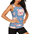 thumbnail image 2 of Balery Cute Pig Flowers Camiseta sin mangas estampada ligera para mujer, tops de entrenamiento sin mangas, camisetas de yoga transpirables de secado rápido.-XX-Large, 2 of 7