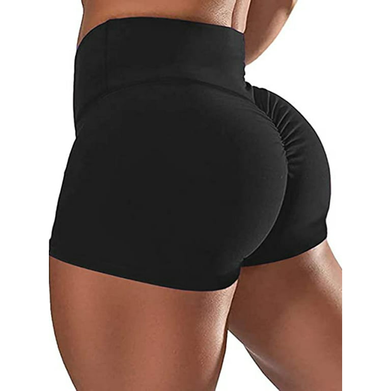 YouLoveIt Women's High Waisted Yoga Shorts Ruched Butt Lifting Workout  Running Hot Leggings for Women Tummy Control Leggings Textured Scrunch  Running Shorts 