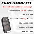 thumbnail image 3 of Keyless Entry Remote Start Control Key Fob Replacement Fits for Chrysler 300 Charger 2011-2018 Challenger 2015-2018 Dart 2014-2016 5026676AH 433 MHz, 3 of 8