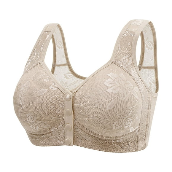 Kyusrd Front open bras for Women solid color front button non-underwire seamless bra Plus size large cup underwear women's everyday bra