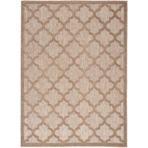 Pemberly Row Easy Care 5'x7' Fabric Natural Beige Modern Indoor/Outdoor Rug