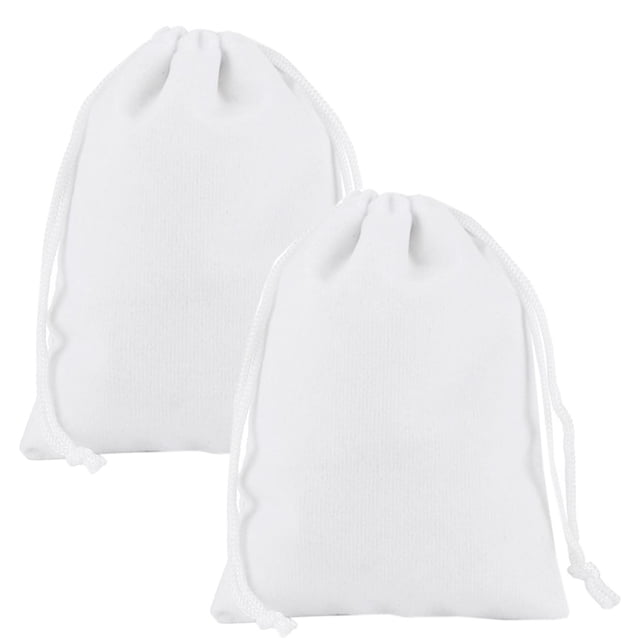 Costalitos de Terciopelo Mini MiniVelvWhite 2Pzas Blanco 7.2x9cm Terciopelo Bolsa Organza.
