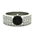 thumbnail image 4 of Black Diamond Wedding Ring Set Round Cut Black Diamond Ring Accented 14K White Gold 1.10 Carat (H,SI), 4 of 5