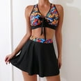 thumbnail image 3 of Jacenvly Women Tankini Set Two Piece Clearance Fashion Sleeveless Swimsuit Contrast Color Halter Neck Surfing Swimwear Skin-Friendly Women'S New Split Swimsuit Casual Bikini Swimsuit Black, 3 of 10