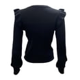 thumbnail image 5 of Long Sleeve Shirts For Women Ruffle Shoulder Sweaters Crew Neck Slim Fitted Fall Ribbed Knit Tops Womens Long Sleeve Tops, 5 of 5
