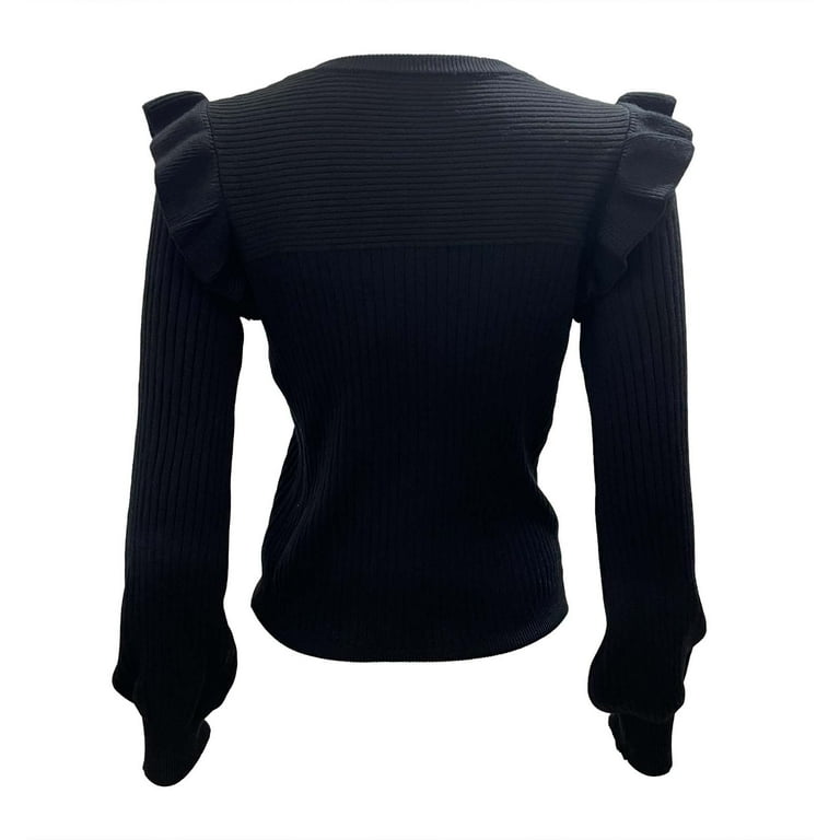 WNEGSTG Long Sleeve Shirts for Women Ruffle Shoulder