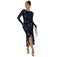 thumbnail image 5 of NAYTOAO Women's Spring Wedding Guest Dress 2026 Long Sleeve Ruched Bodycon Floral Ruffle Cocktail Party Maxi Dresses, 5 of 8