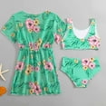 thumbnail image 4 of ATOGUTA Swimsuit Sets Girls 3 Piece Bikini Set Tankini Bathing Suit with Drawstring Quick Dry Cover Up Size 6-12, Green, 4 of 4
