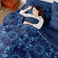 thumbnail image 5 of Homewish Hippie Sun and Moon King Bedding, Blue Black Aztec King Bed in a Bag, Navy Blue Reversible 7pcs, 5 of 7