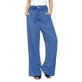 thumbnail image 1 of YDLCAFD Women's Casual High Waisted Tie Side Plicated Wide Leg Pants, 1 of 9
