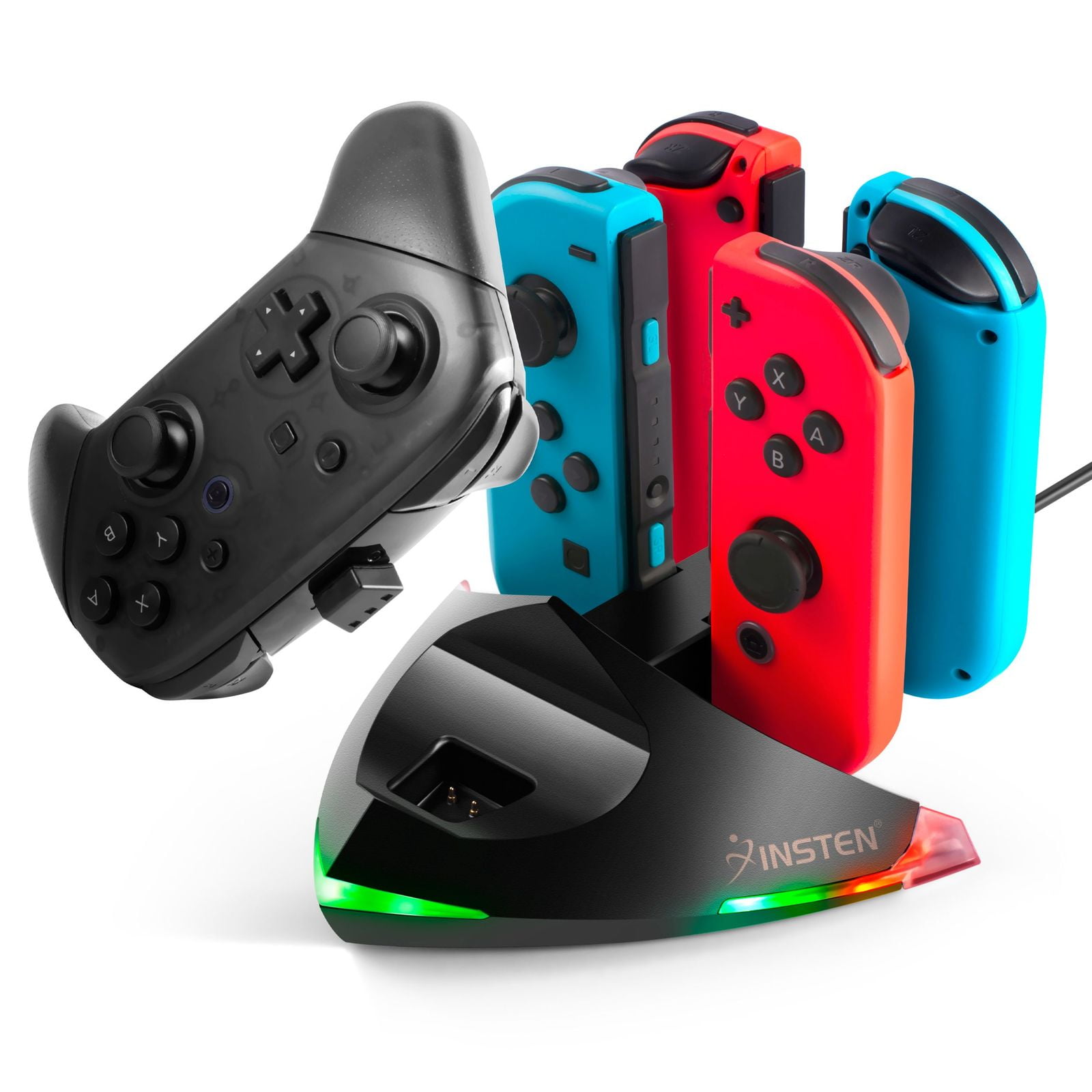 Hændelse Indbildsk Europa For Nintendo Switch and OLED Model 2021 Joycon and Pro Controllers Charger,  5 in 1 Joy Con Charging Dock with Light and USB Type C Charging Cable -  Walmart.com