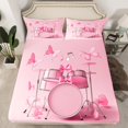 thumbnail image 2 of Homewish Music Drum Set 4-Piece Full Size Sheets For Children Teens Adults,Pink Bowknot Flowers Bed Sheets,Musical Instrument Lightweight Sheet Sets,Ultra Soft Home Decor, 2 of 7