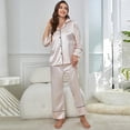 thumbnail image 4 of HAOYUNL Womens 2 Piece Silk Satin Pajama Set Long Sleeve Lounge Sets Button Down Shirts and Pants PJs Soft Sleepwear Set S-XL, 4 of 8