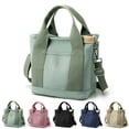 thumbnail image 1 of Bolso de mano para mujer, de lona, de gran capacidad, con múltiples bolsillos y cremallera, bandolera, estilo nicho, color verde., 1 of 8