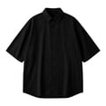 thumbnail image 5 of DeHolifer Mens Shirts Plus Size Button Down Solid Color Short Sleeve Casual Summer Shirts Black L, 5 of 7