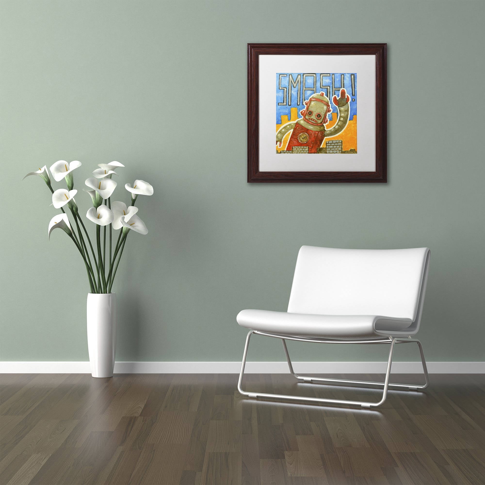 Trademark Fine Art 'Smash!' Canvas Art by Craig Snodgrass, White Matte, Wood Frame